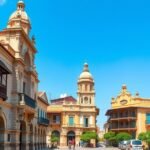 Régi gyarmati épületek Batouri központjában, Kamerunban.