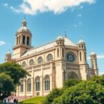 A Notre Dame Katedrális Batouriban, lenyűgöző építészeti részletekkel.