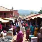 Batouri nyüzsgő piaca, helyi kultúrával és gyémántkereskedőkkel.