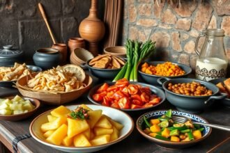 Maniókából készült tradicionális egytálételek és köretek Batouriból.