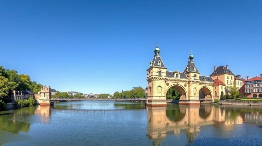 A német híd (Pont Allemand) Edéa városában a Sanaga folyón.