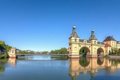 A német híd (Pont Allemand) Edéa városában a Sanaga folyón.