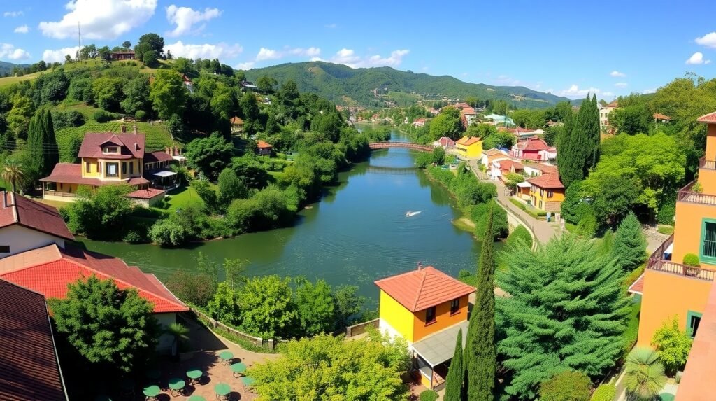 Kilátás a Sanaga folyóra és a buja zöldre Edéából.