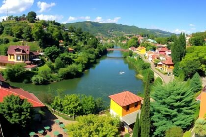 Kilátás a Sanaga folyóra és a buja zöldre Edéából.
