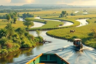 Csónakázás a vadregényes Edéa folyódeltáján
