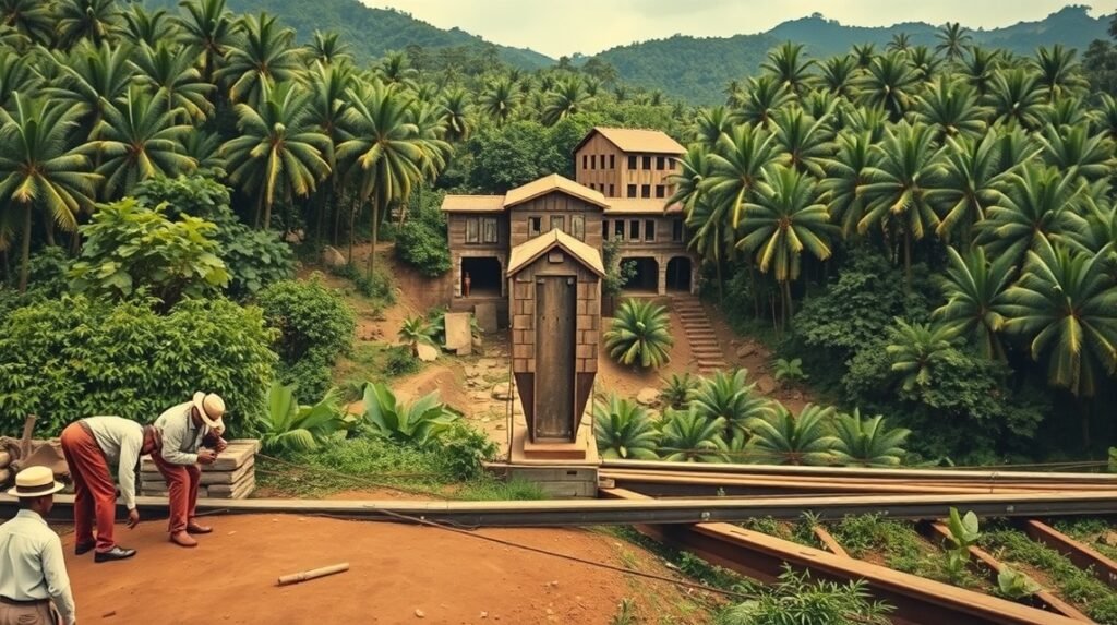 Német gyarmati mérnöki munka Edéában, Kamerunban.