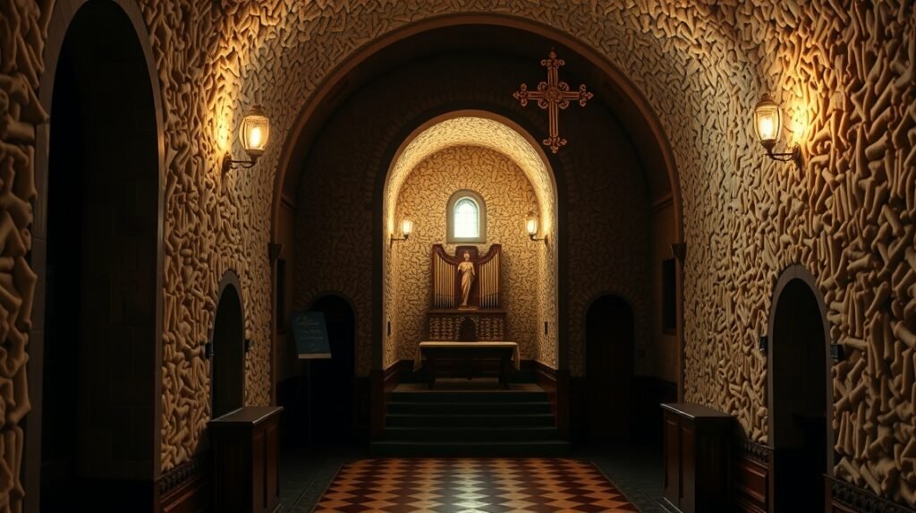 Csontkápolna belső nézete az Évorai Szent Ferenc-templomban