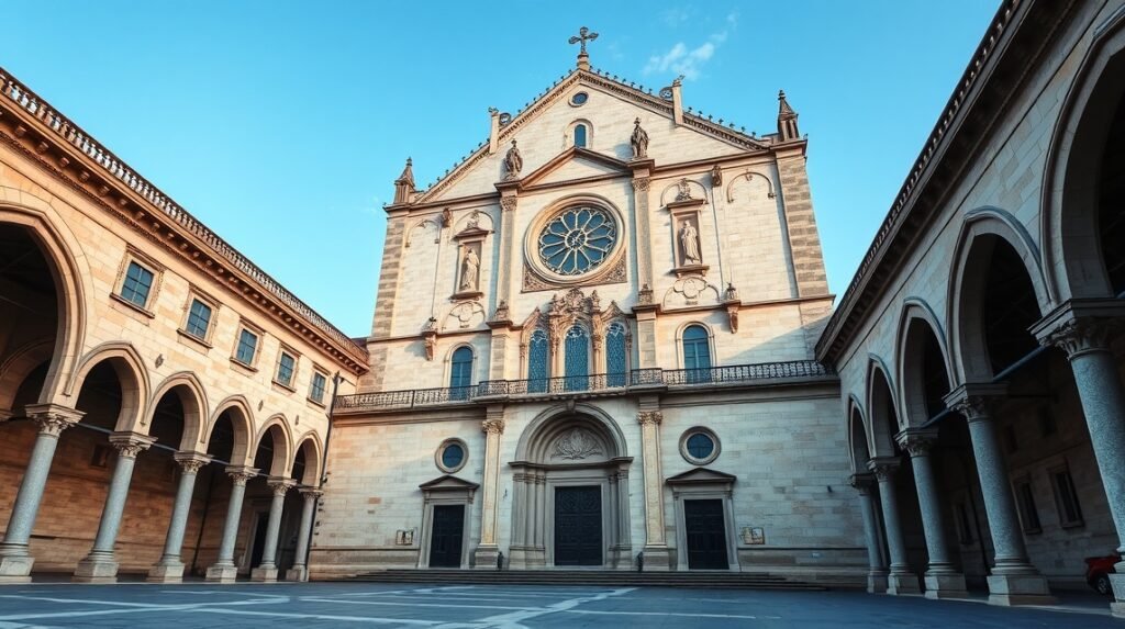 A Sé de Évora katedrális és kerengője Évorában, Portugáliában.