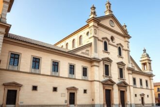A Graça-templom reneszánsz homlokzata Évorában, Portugáliában.