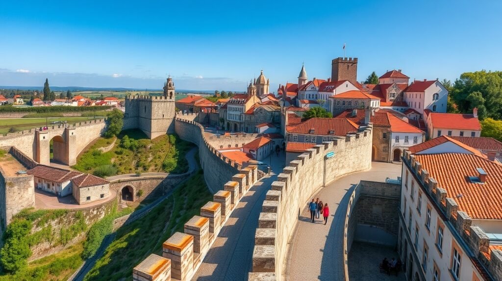Óbidos városfal és középkori táj panorámája