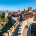 Óbidos városfal és középkori táj panorámája