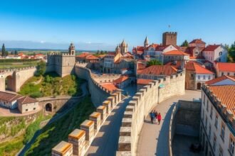 Óbidos városfal és középkori táj panorámája