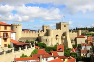 Óbidos középkori vára és a Pousada hotel épületei.