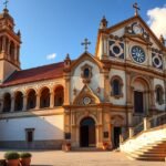 Óbidos Santa Maria templom gyönyörű épülete panorámával