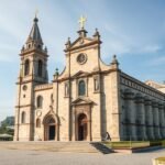 Óbidos Szent Péter-templom külső nézete, gótikus és barokk elemekkel.