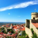 Kilátás a várra és a tájra Óbidosnál