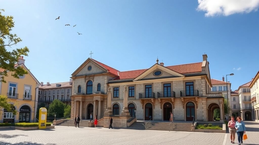 A Városi Múzeum épülete Óbidosban, gyönyörű időben.