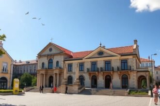 A Városi Múzeum épülete Óbidosban, gyönyörű időben.