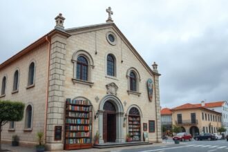 Óbidos Szent Jakab-templom könyvesbolt, középkori stílusban.
