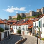 Óbidos középkori városa, kanyargó utcákkal és várfalakkal.