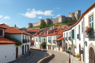 Óbidos középkori városa, kanyargó utcákkal és várfalakkal.