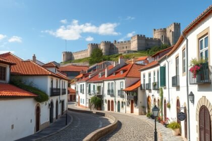 Óbidos középkori városa, kanyargó utcákkal és várfalakkal.