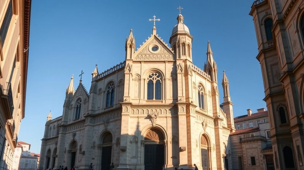 A Coimbra-i Régi Katedrális lenyűgöző építészete és díszítései.