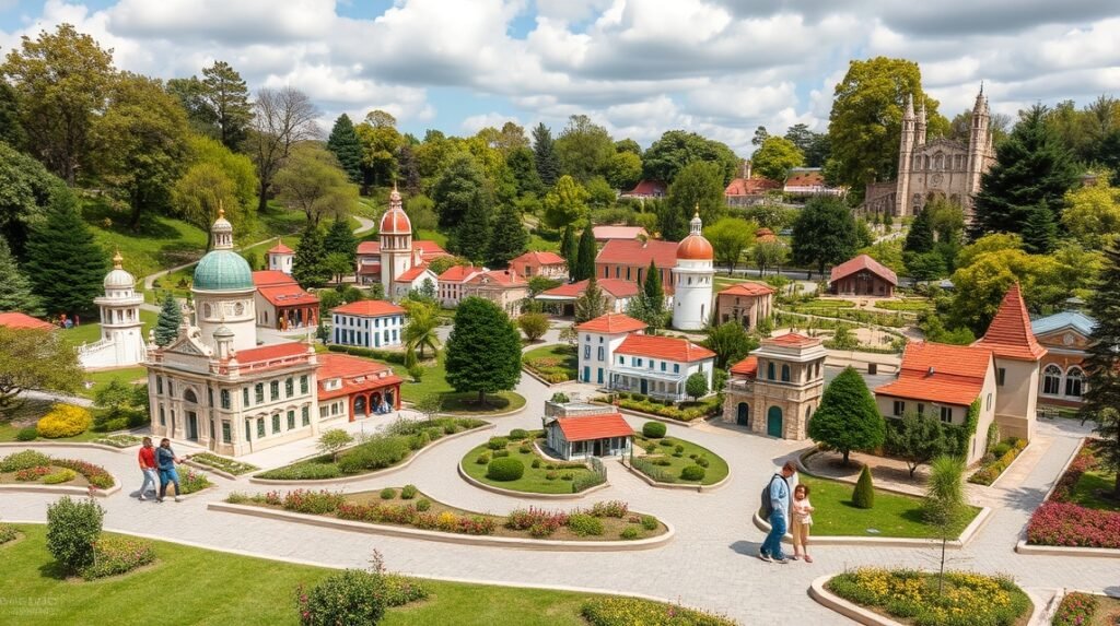 Portugal dos Pequenitos makettpark, Coimbra látványos épületeivel.
