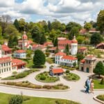 Portugal dos Pequenitos makettpark, Coimbra látványos épületeivel.