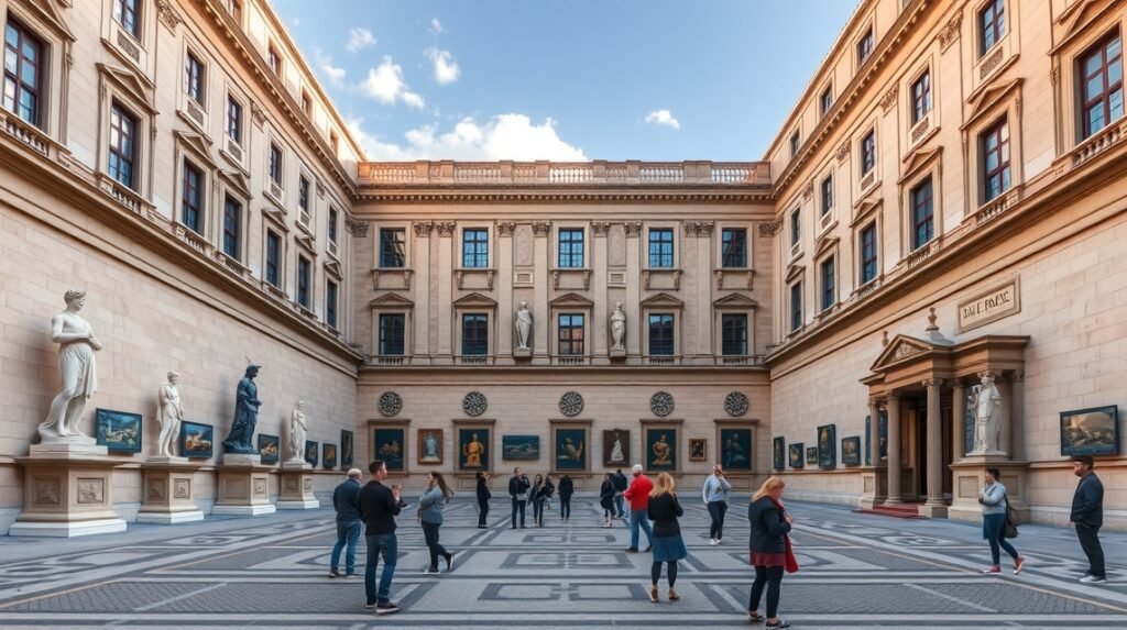 Machado de Castro Nemzeti Múzeum udvara látogatók között