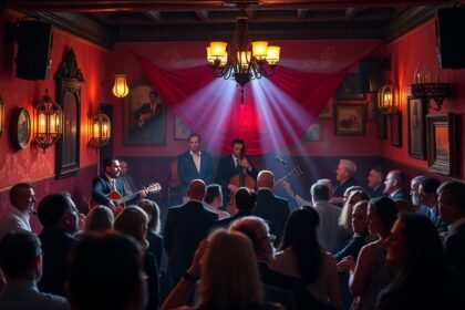 Élő fado zene előadás Coimbra városában, Portugáliában.
