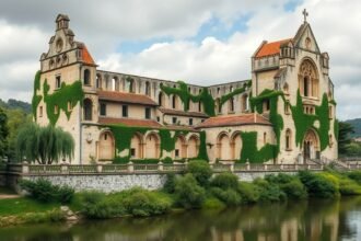 A Santa Clara-a-Velha kolostorrom a Mondego folyó partján, Coimbra városában.