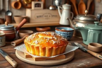 Kézműves Pastel de Tentúgal sütemény tínfőzőasztalon.