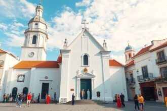 São Gonçalinho kápolna Aveiróban, szép égen át.