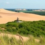 São Jacinto dűnék látképe Aveiróban, Portugáliában.