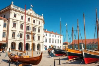 Helyi hajók a Tengerészeti Múzeum előtt Ílhavóban