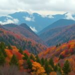 Fantasztikus őszi táj a Great Smoky Mountains nemzeti parkban.