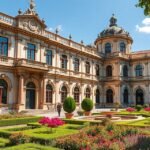 A Biscainhos Múzeum barokk kertje Bragában, Portugáliában.