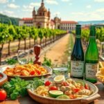 Helyi ételek és Vinho Verde borok Braga gyönyörű szőlőskertjében