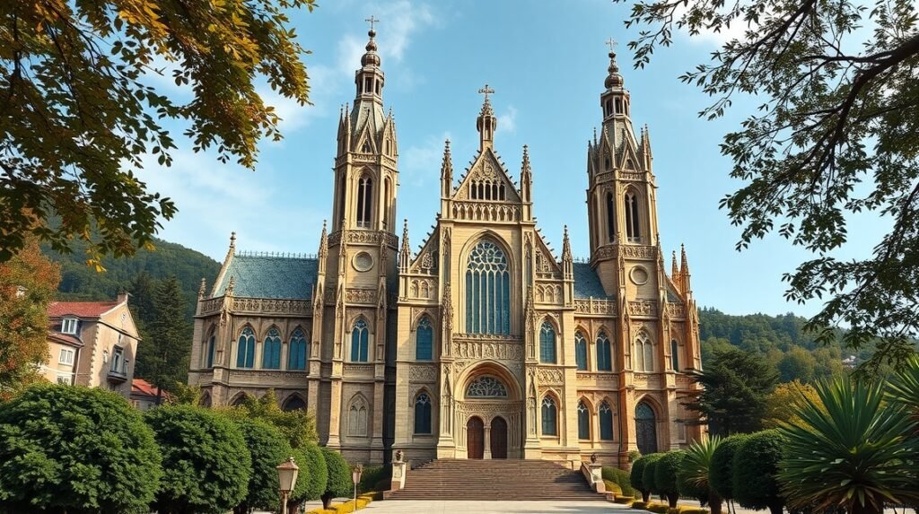 A Lamegoi Katedrális lenyűgöző homlokzata és értékes belsőépítészete.