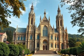 A Lamegoi Katedrális lenyűgöző homlokzata és értékes belsőépítészete.