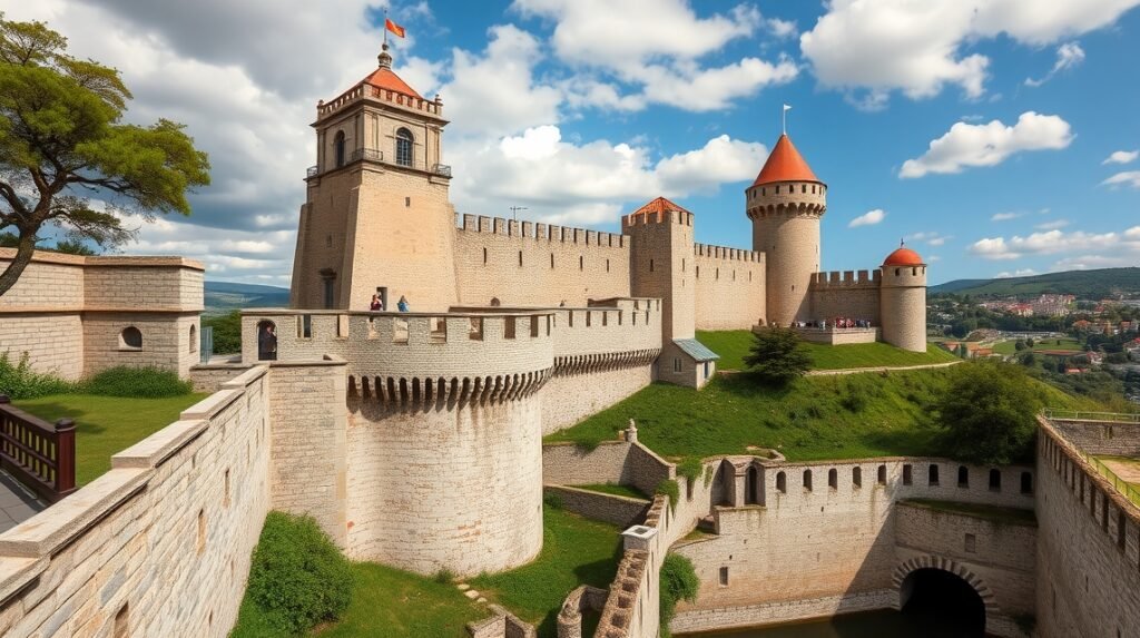 A Lamegoi vár panorámája és történelmi ciszterna
