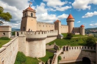 A Lamegoi vár panorámája és történelmi ciszterna