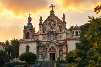 A Santa Cruz templom gyönyörű homlokzata Lamegoban, Portugáliában.