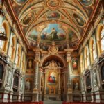 Lamego Desterro templomának barokk belső tere aranyozott oltárokkal.