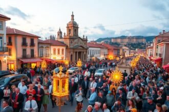 A Lamego szeptemberi búcsúján való részvétel fényes felvonulással.