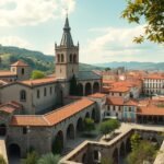 Lamego középkori katedrálisa és város látképe.