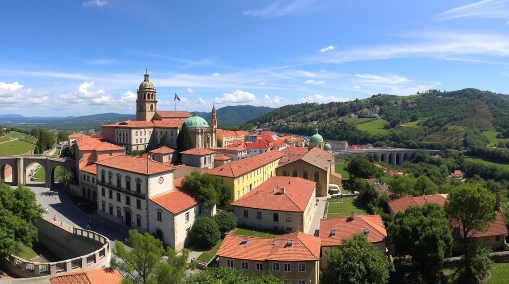 Lamego, a klímaváltozó Douro borvidék végtelen panorámája.