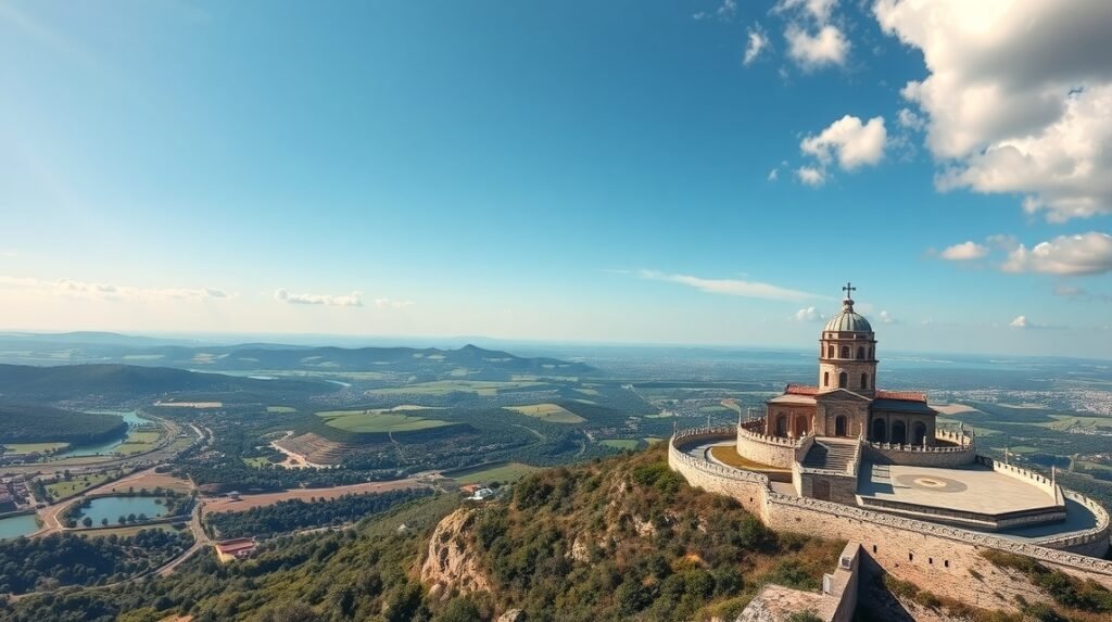 Kilátás a Miradouro de São Gens-ből, lenyűgöző panorámával Castelo Branco városra.