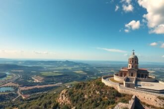 Kilátás a Miradouro de São Gens-ből, lenyűgöző panorámával Castelo Branco városra.